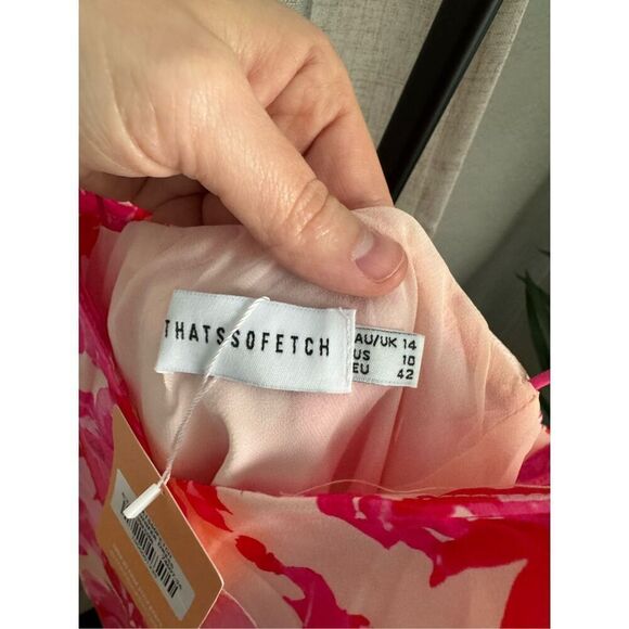 Pink Floral Midi Summer Sun Dress Size 10 - Picture 5 of 9